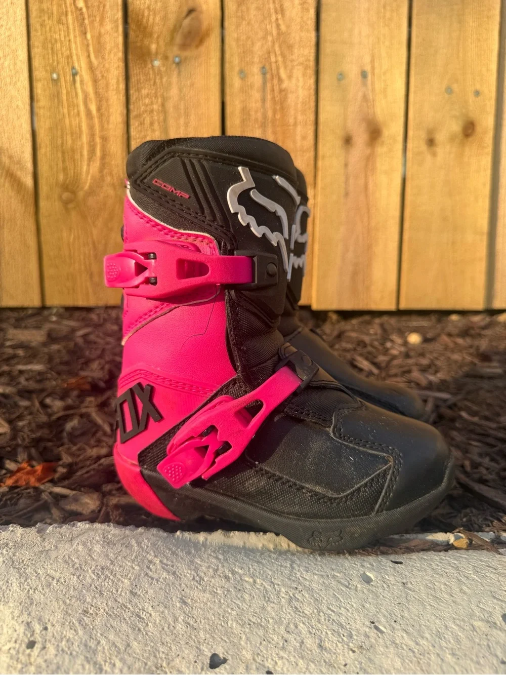 Fox Youth Black and Pink Motocross Boots